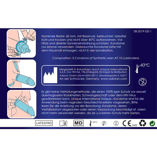 Unique C.2 Pull Latex Free Condoms 3pc