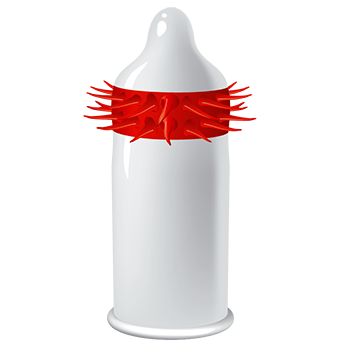 Hot Red EGZO Spiked Condom Toy - Soft