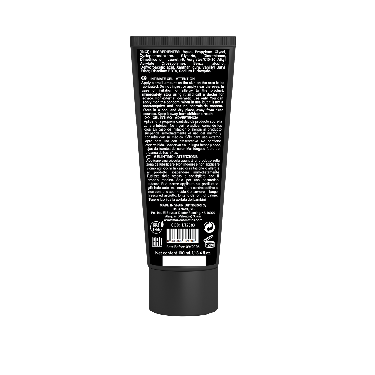 BTB gel lubricant fisting 100ml