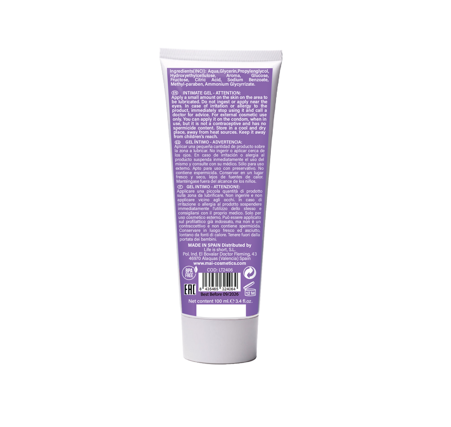 BTB water based flavored red fruits lubricant 100ml