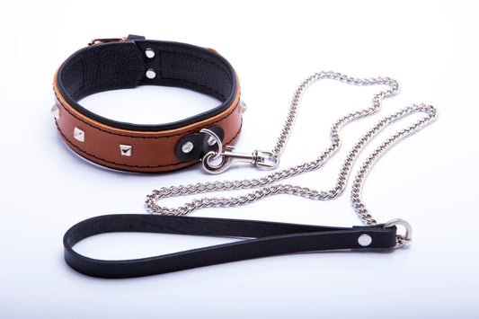 Collar with leash for her Cognac Collection