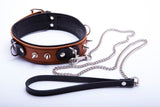 Slave collar with leash for him Cognac Collection