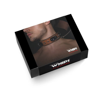 Slave collar with leash for him Cognac Collection