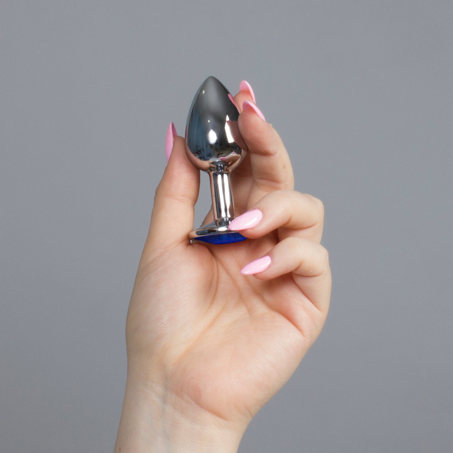 Blue Jewelled Metal Butt Plug