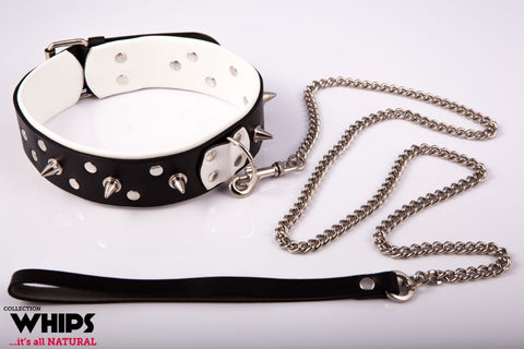 Collar with leash for him White Collection